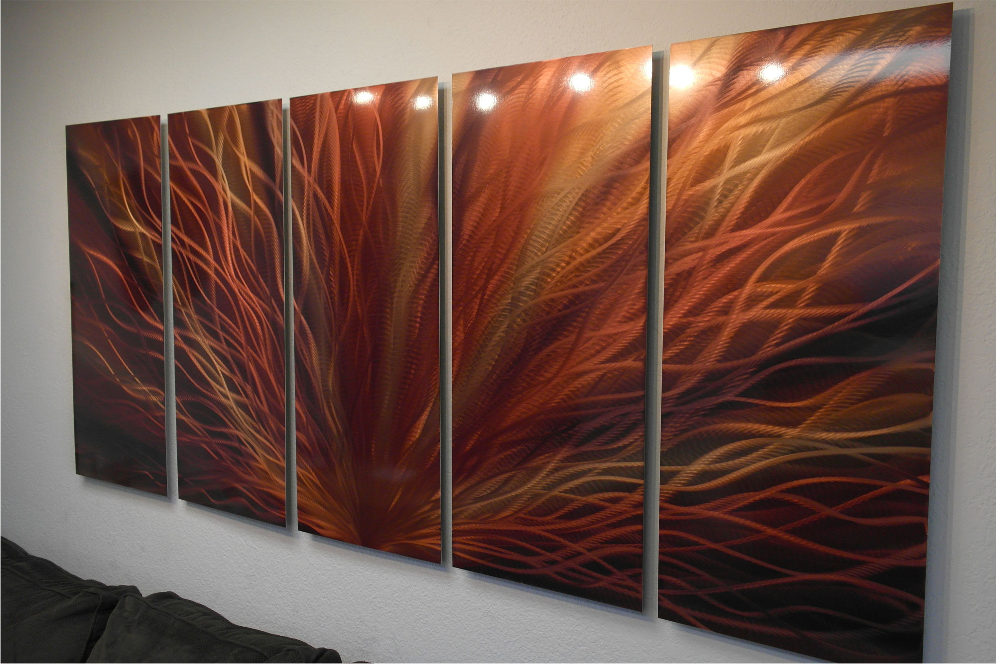 Radiance Bronze v2 36x79 Abstract Metal Wall Art Contemporary Modern