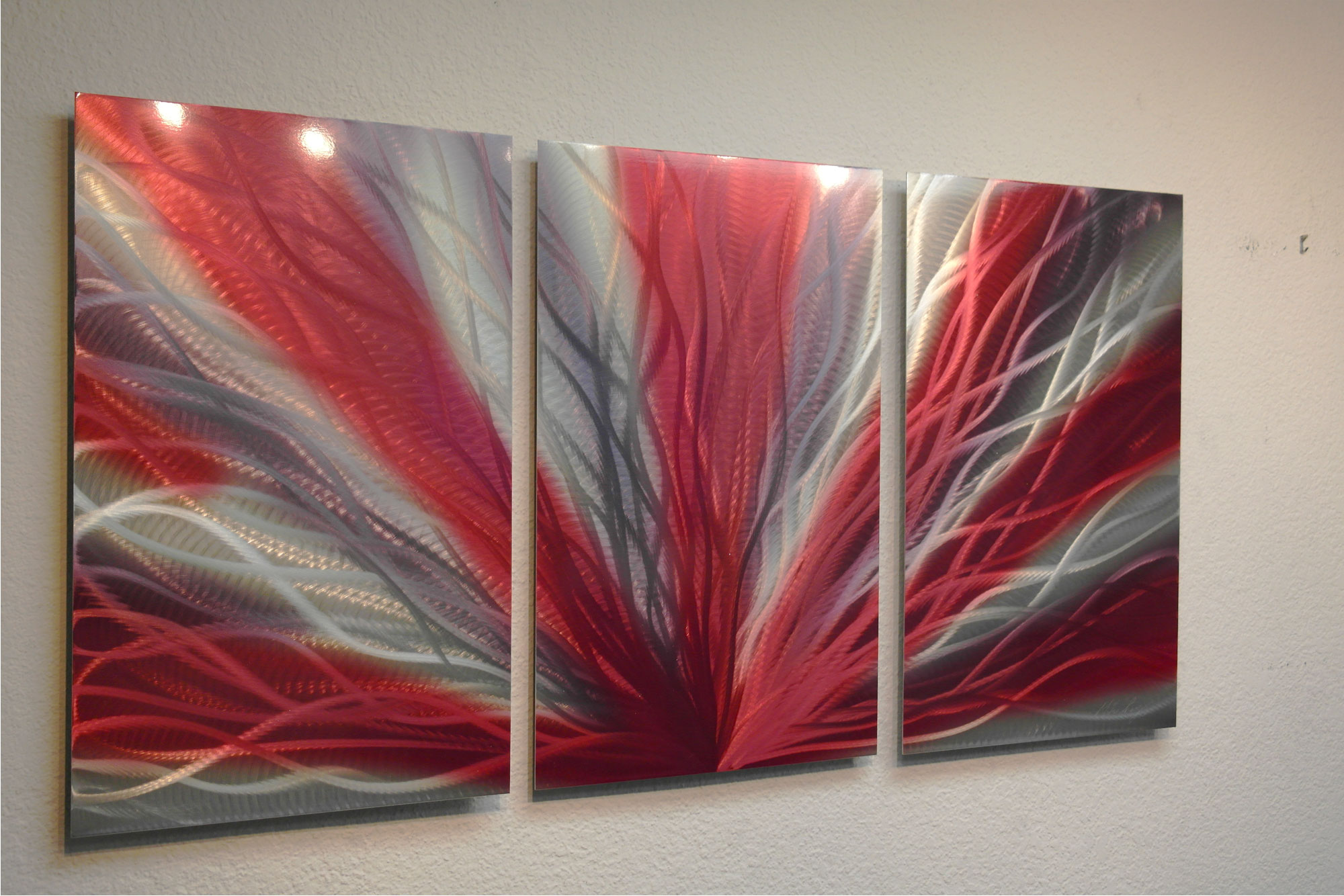 Radiance Red 47 Abstract Metal Wall Art Contemporary Modern Decor