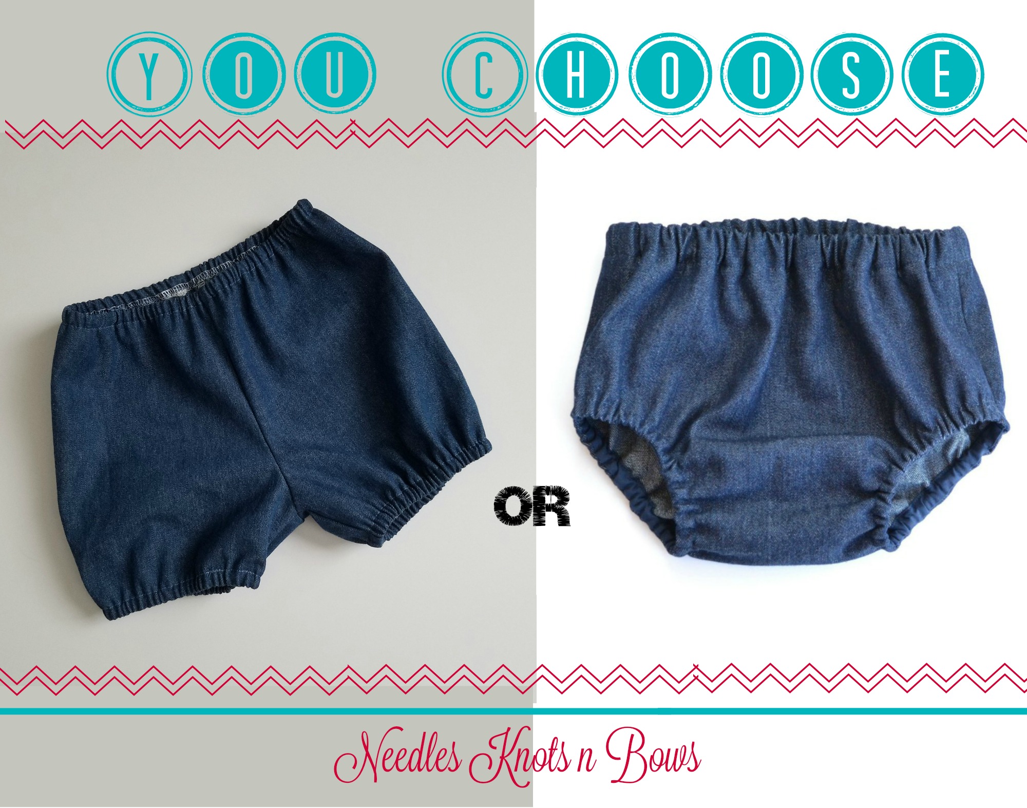 Denim Diaper Cover, Baby Jean Shorts, Baby Boys or Girls Bloomers