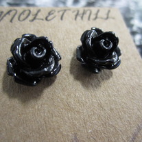 Black Rosebud Earrings