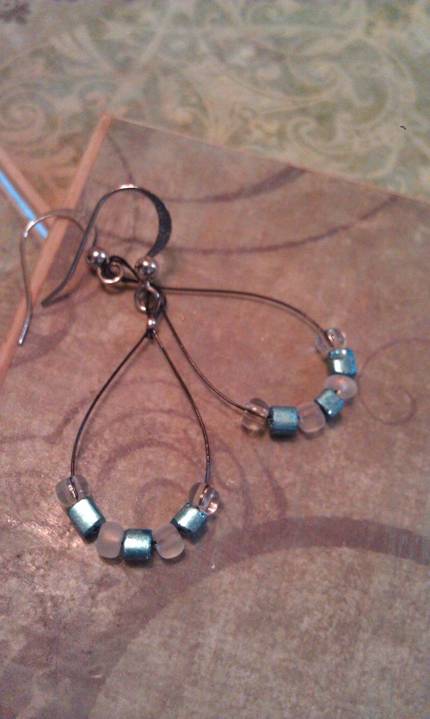 Teal & White Teardrop Earrings