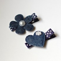 Denim flower/heart set
