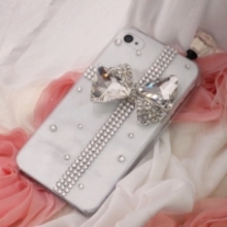 iphone 4G Design #682, Bling Crystal Sparkle White Gift Box Bow Clear iPhone 4/4S Case