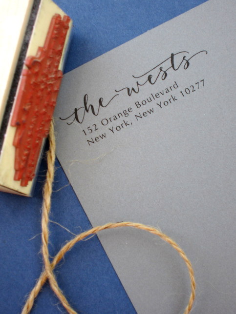 Custom Calligraphy Address Stamp -- Mixed Calligraphy and type - MODERNE Style