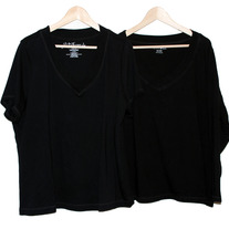 Pair of Fashion Bug Black Stretch Knit Tops Size 3x