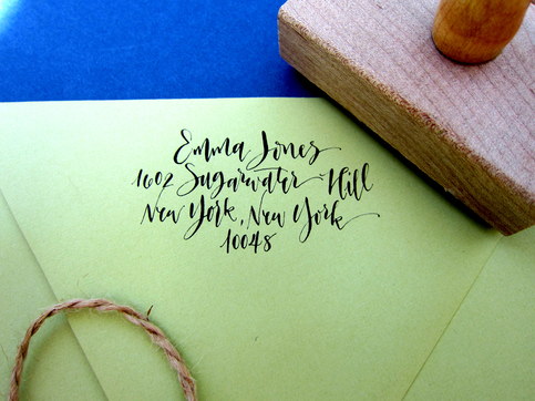 Custom Calligraphy Address Stamp - Rebel Stout Style - All handwritten