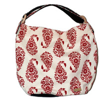 Red Paisley Bag with Leather Strap