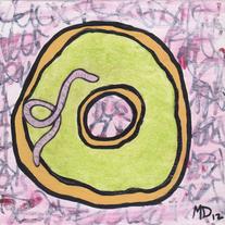 Sour Apple Glitter Frosted Donut - original art painting