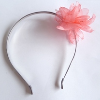Coral Flower Headband with Pearl Sprays - Thumbnail 3