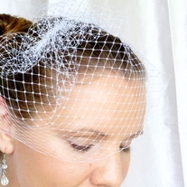 White Birdcage Veil 9 inches - Thumbnail 4