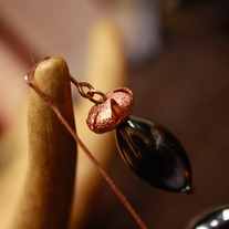 Hematite and Copper Glitter Drop Earrings