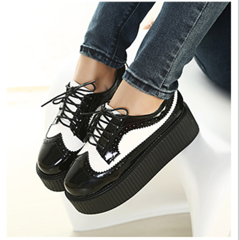 platform black and white shoes