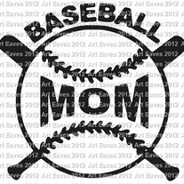 Baseball Mom Ball and Bat Vinyl Decal