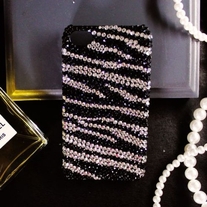 iphone 4G Design #432, Bling Crystal Black And White Strips (Zebra Pattern) iPhone 4/4S Case