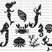Under the Sea Mermaid and Sea Creatures Vinyl Decal Set of 17 Pieces