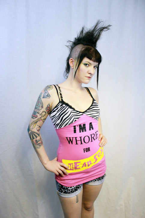 I'm a Whore for Cheap Sex Pink Tank Top S/M handmade diy punk xannabotx