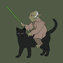 Yoda riding cat, 5x5 print