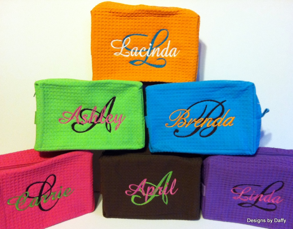 Monogrammed Waffle Weave Cosmetic Bag The Initial Design Monogram