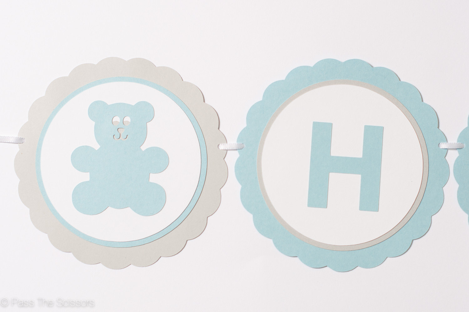 Happy Birthday Banner Blue Gray Boy Birthday Teddy Bear Birthday