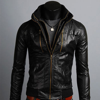 Men's Leather Jackets Korea Style Casual Slim Fit, Biker ... (400 x 400 Pixel)