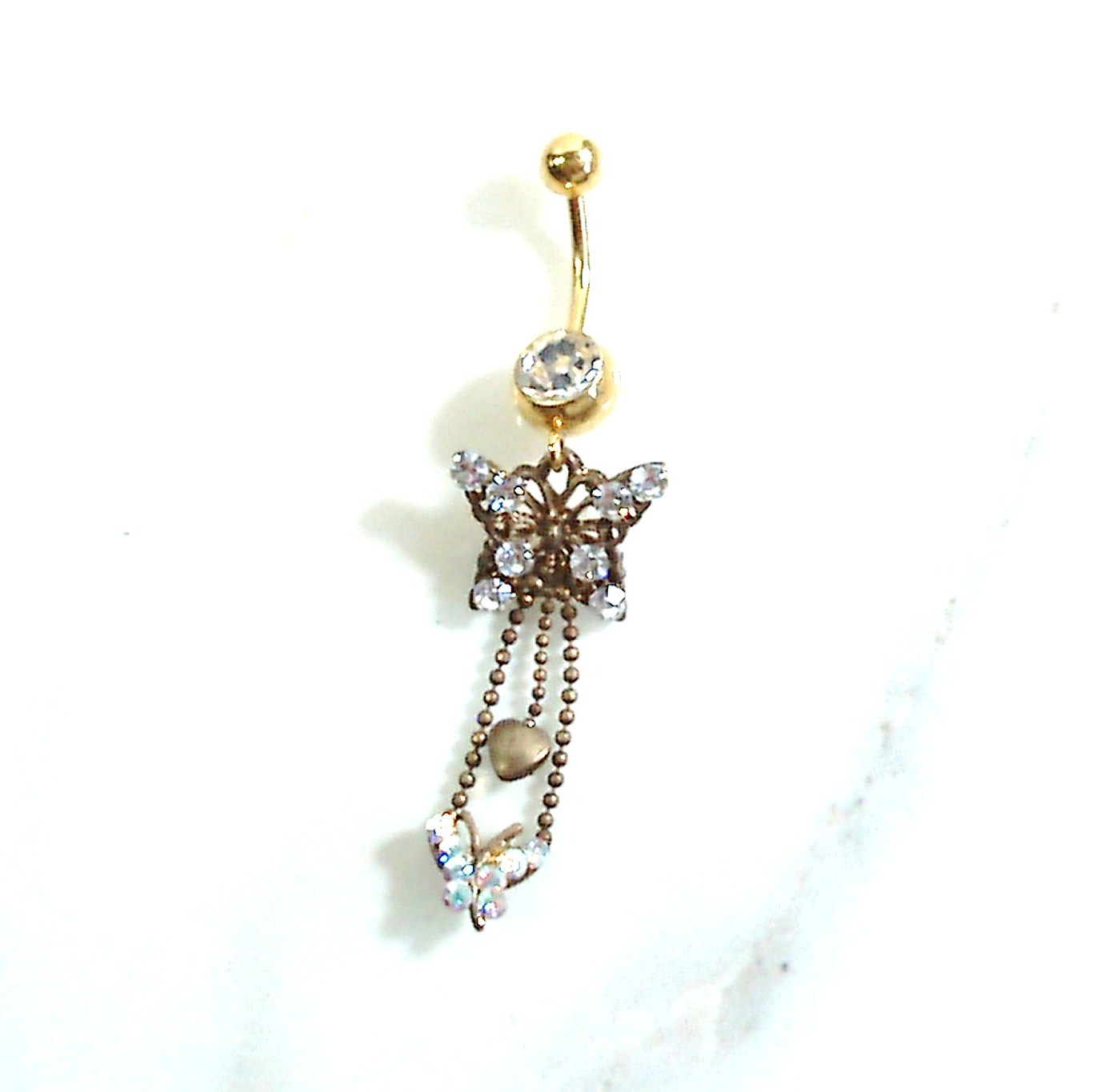 Gold Tone Sparkling Butterfly Belly Ring on Storenvy
