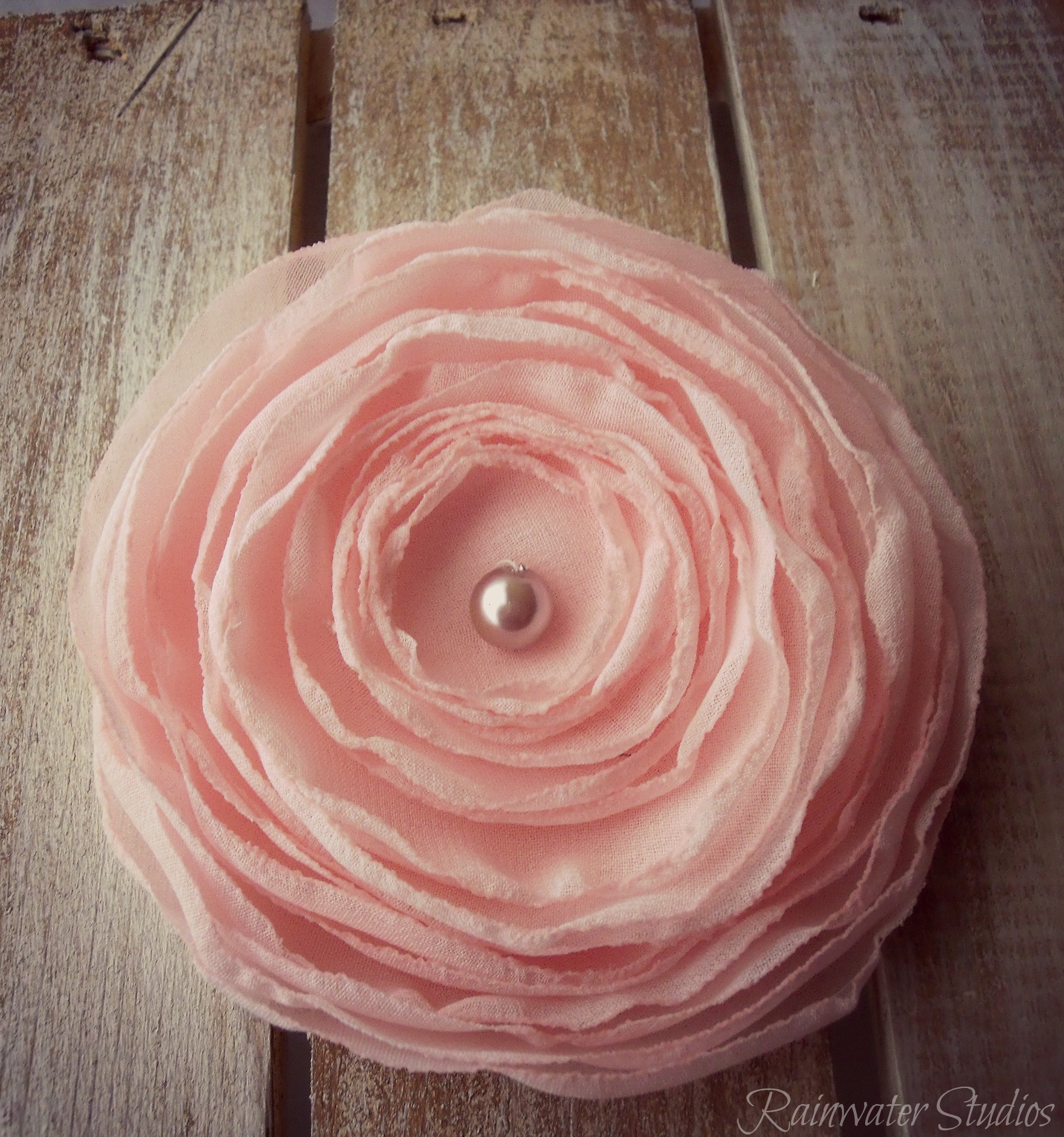 Wedding Hair Flower Ballerina Pink Chiffon Shabby Chic Hair