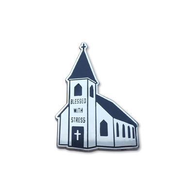 Blessed with stress lapel pin