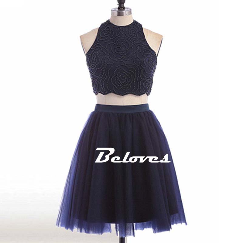 Black Two Piece Halter Homecoming Dress With Beaded Bodice Â· Beloves Â· Online Store Powered by 