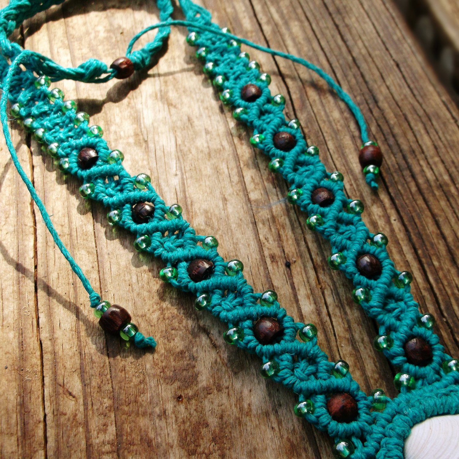 Authentic Seashell Tassle Macrame Hemp Jewelry Necklace on