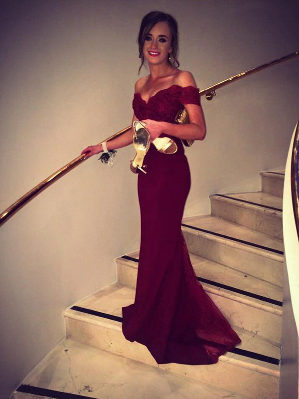 burgundy trumpet dress