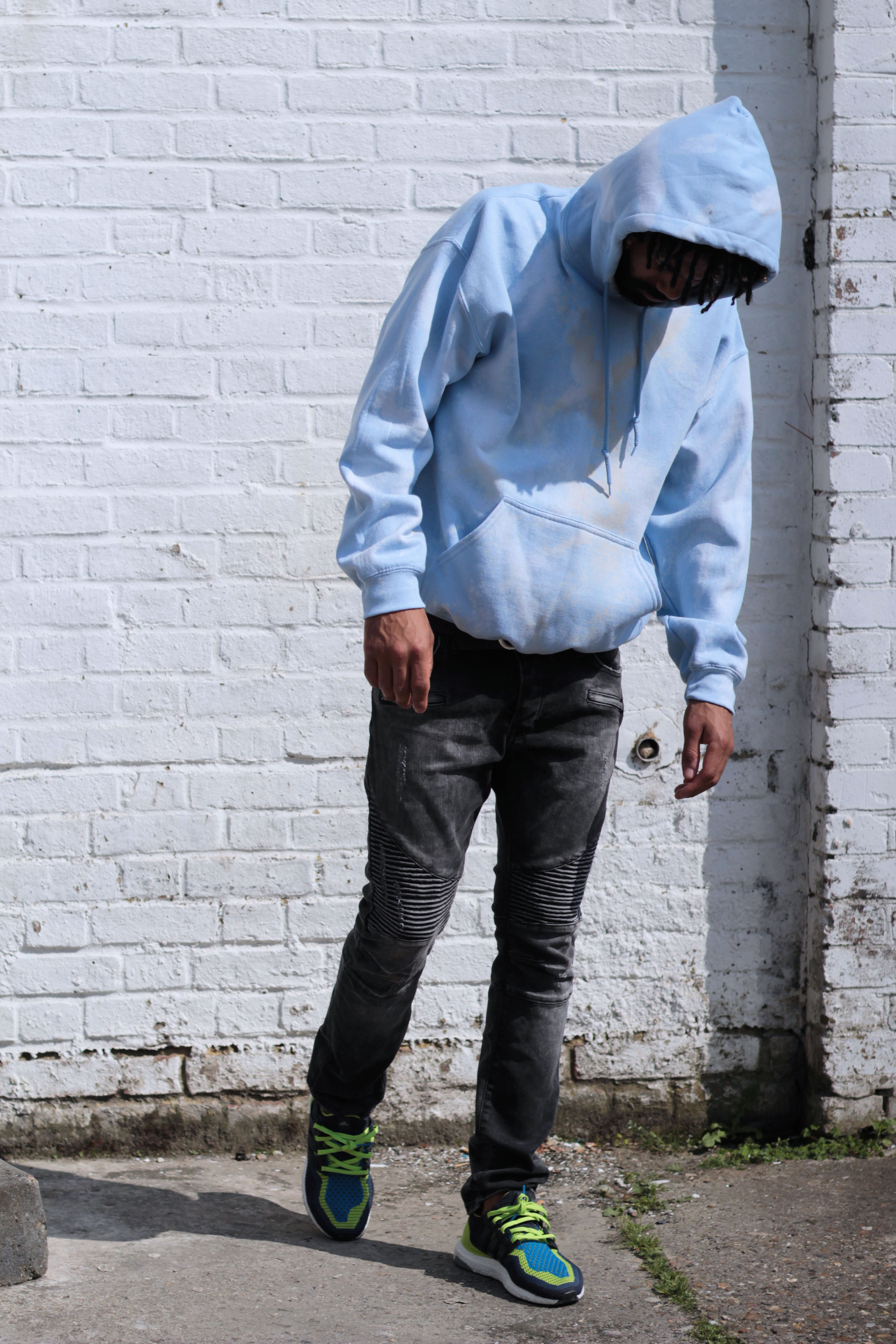 acid wash blue hoodie