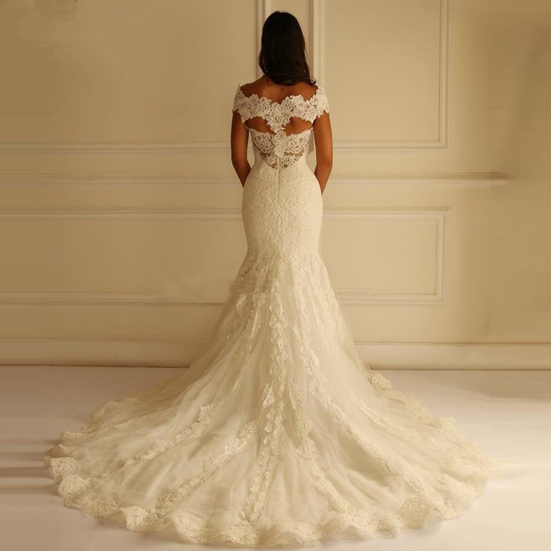 Lace Mermaid Wedding Dress,Latest V Neck Off The Shoulder