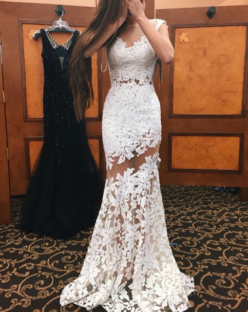 white lace ball dress