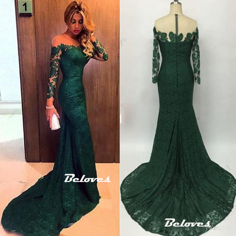 dark green prom dress with sleeves