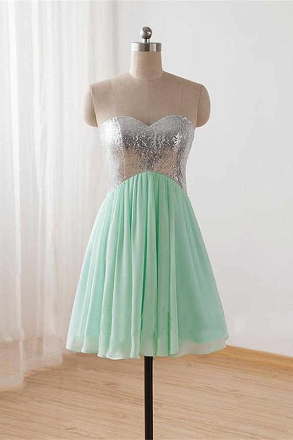 Mint Sequin Prom Dress