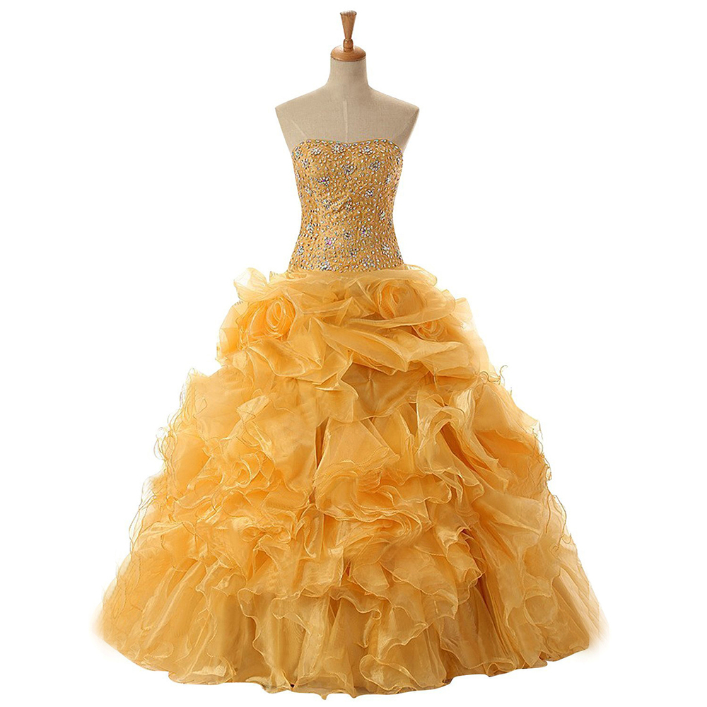 yellow ruffle gown