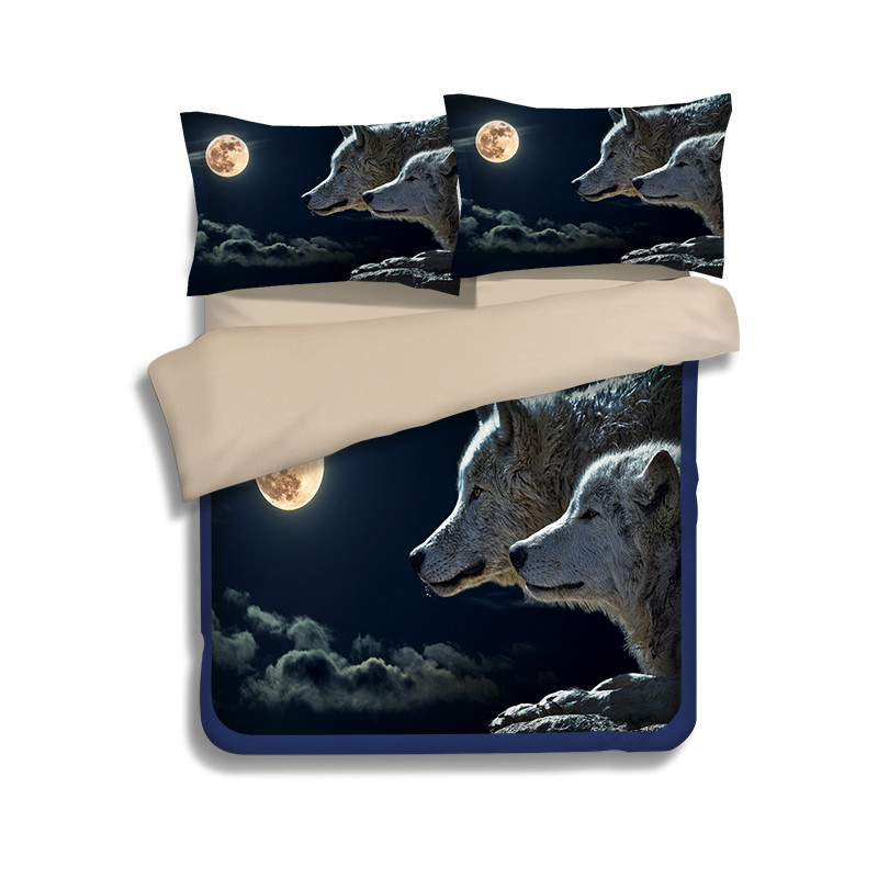 Microfiber Wolf Duvet Cover Set 3d Printing Peacock Sheet Sets