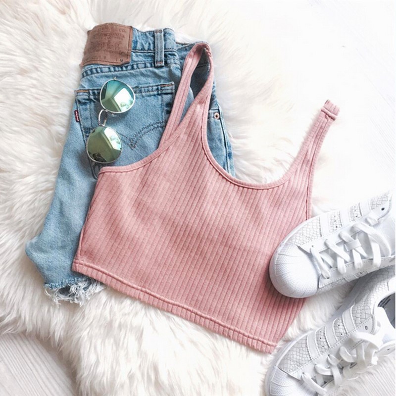 FREE SHIPPING Casual Pink Tank Crop Top Vest on Storenvy