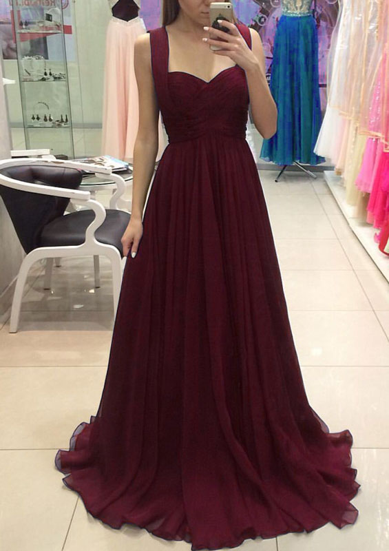 Burgundy Chiffon Dress