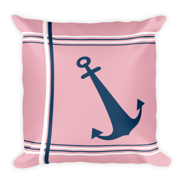 Nautical Pink Stripe Anchor Throw Pillow Sold By Cute Trends On