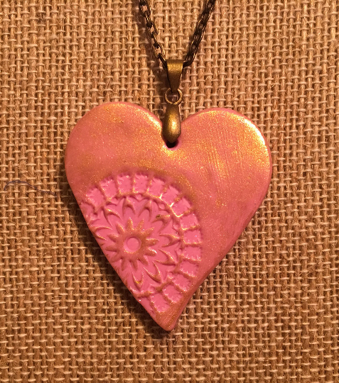 polymer clay heart pendant