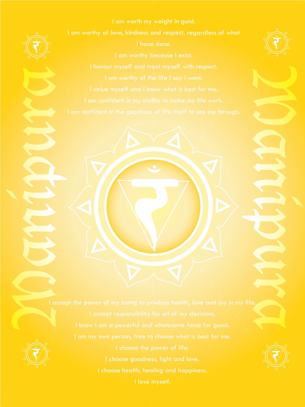 Solar Plexus Chakra Affirmations Poster X Honey Bee Studio | My XXX Hot