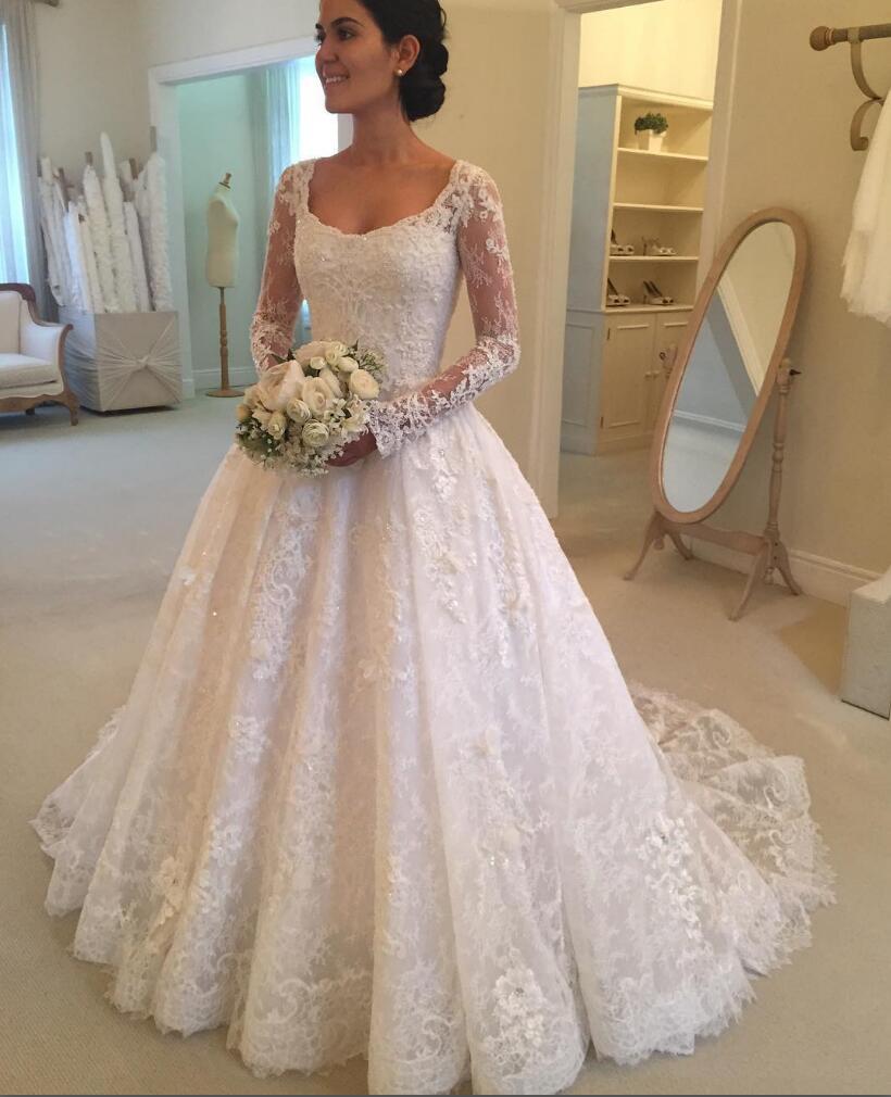 vintage boat neck wedding dress