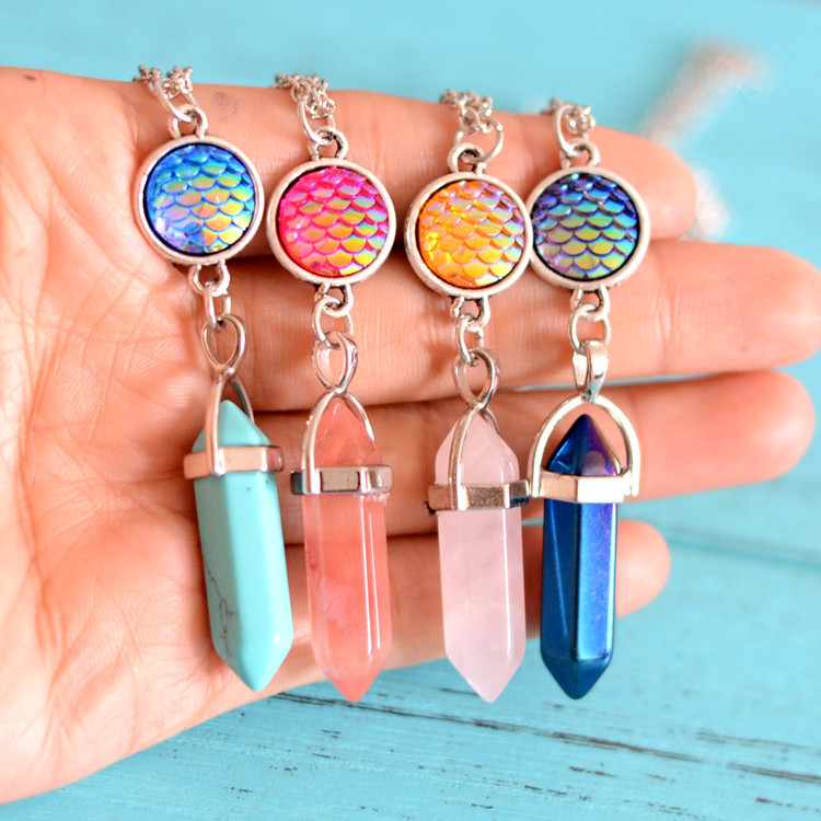 Mermaid crystal necklace on Storenvy