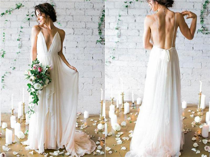 flowy chiffon wedding dress