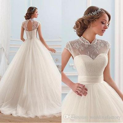 Elegant Half Sleeve Court Train Bridal Gown Latest White
