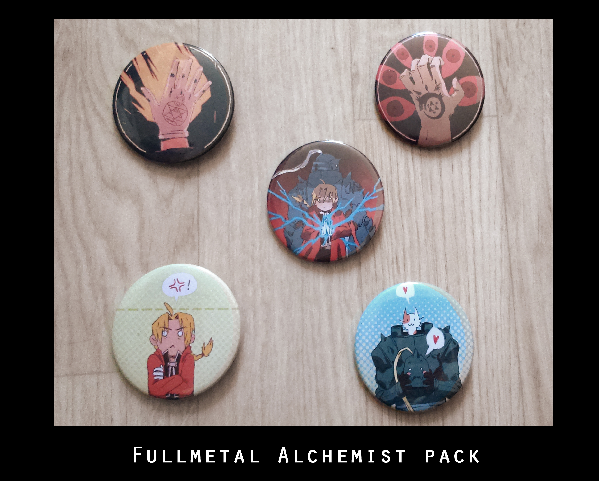 Fullmetal Alchemist 5button pack on Storenvy