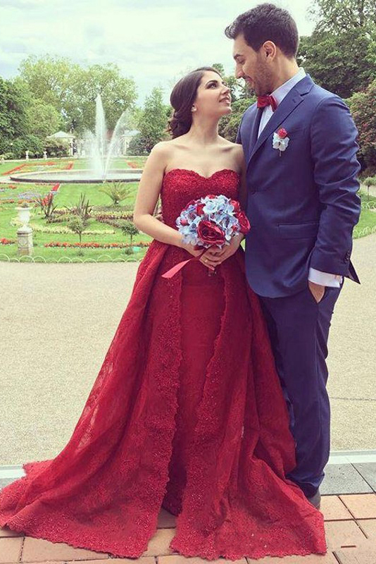 Red Wedding Dress with Train
