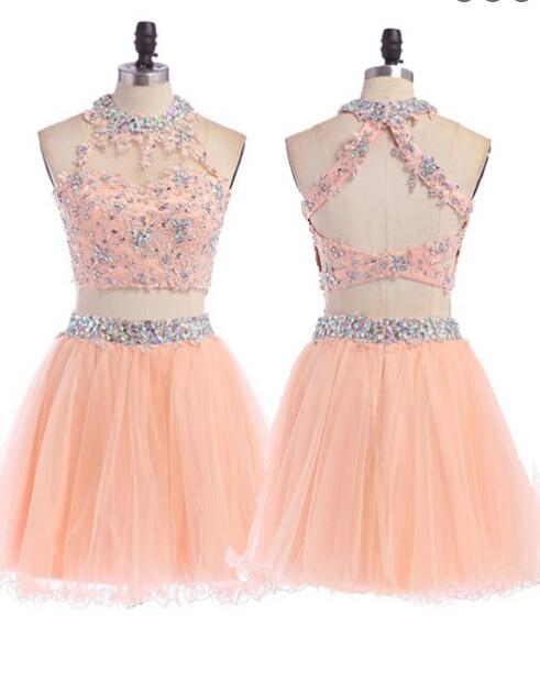 peach short prom dresses