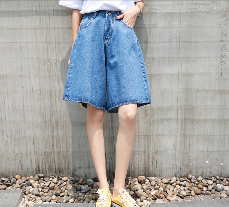 above the knee denim shorts